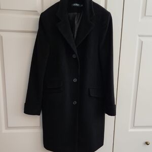 Lauren Ralph Lauren Black Wool Single-Button Pea Coat
